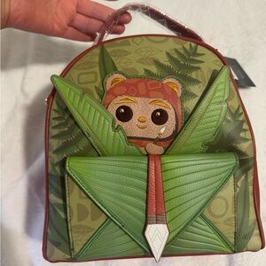 Danielle Nicole Green and Red Forest Critter Mini Backpack with Leaf Pocket